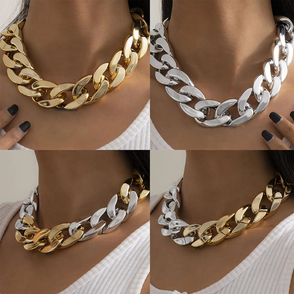 Simple Thick Chain Glamour Necklace