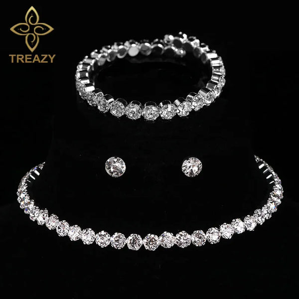 TREAZY! 💍 Elegant Crystal Wedding Jewelry Set with African Beads and Rhinestones