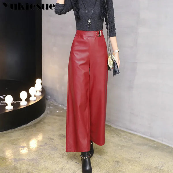 Leather Wide Leg Office/ Formal & Casual Pants