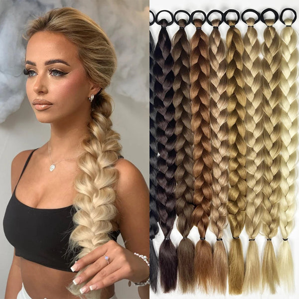 Synthetic Long Twist Braided Ponytail Extensions