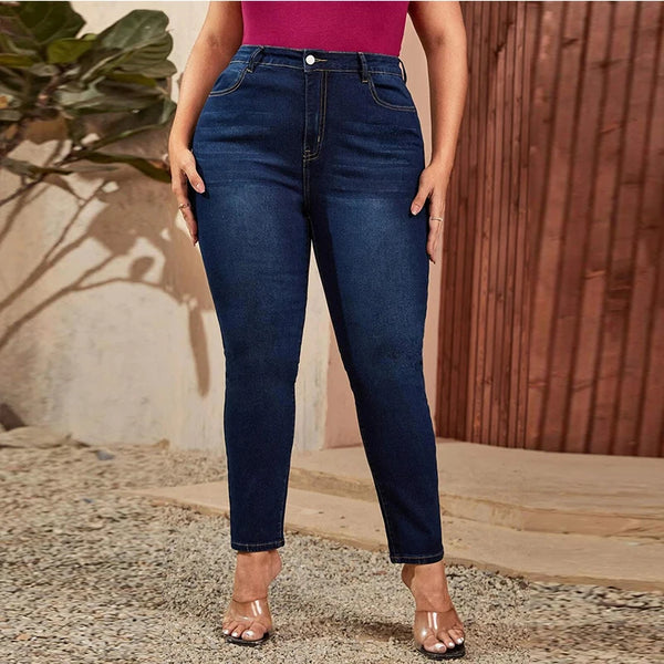 Plus Size High Waist Mom Jeans Denim Pants