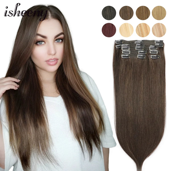 Hair Extensions Straight 14/24 Inch Invisible Clip In Hair Pieces Full Head Natural Seamless