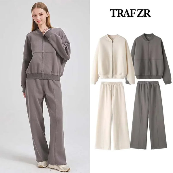 Cardigan Long Sleeve & Tracksuit Baggy Pants Fall Outfits Sets