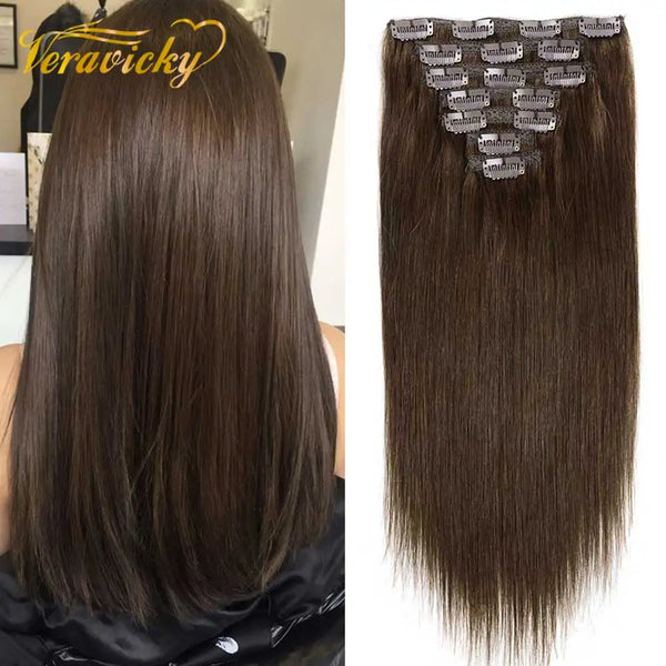 Volume Series Brazilian Remy Straight Clip Full Head Hair Extensions