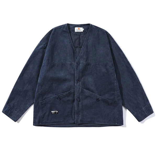 Vintage Hip Hop Casual Blue Denim Jeans Coats Outwear