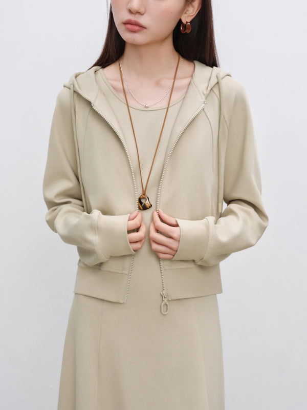 Casual Hooded Short Coats & Long Raglan Dress