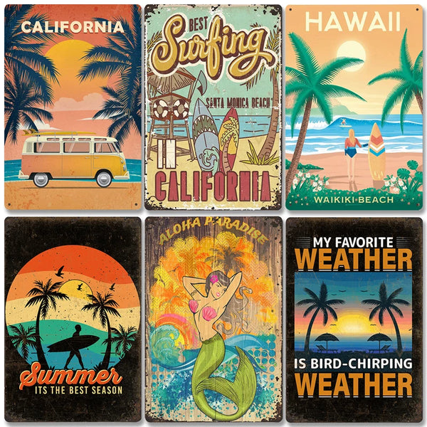 Vintage Metal Tin Signs California Metal Plate Wall Decor