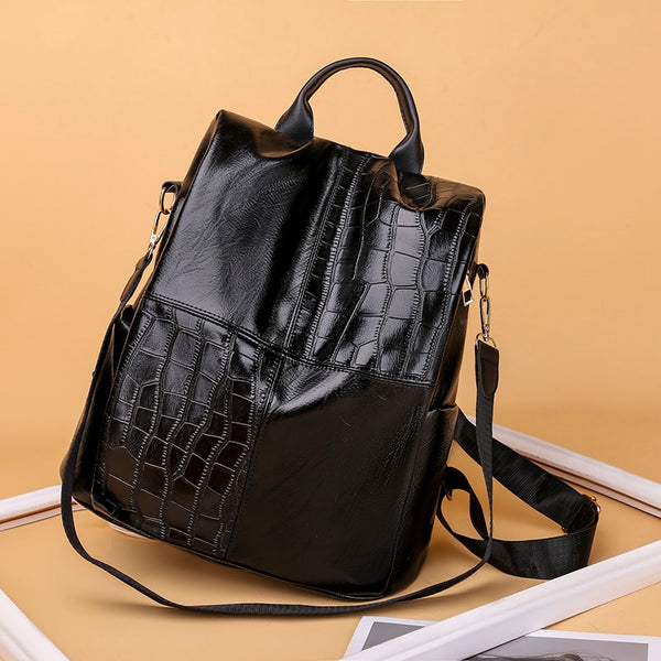 Large Capacity Fashion Leather Backpack with Anti-Theft Features