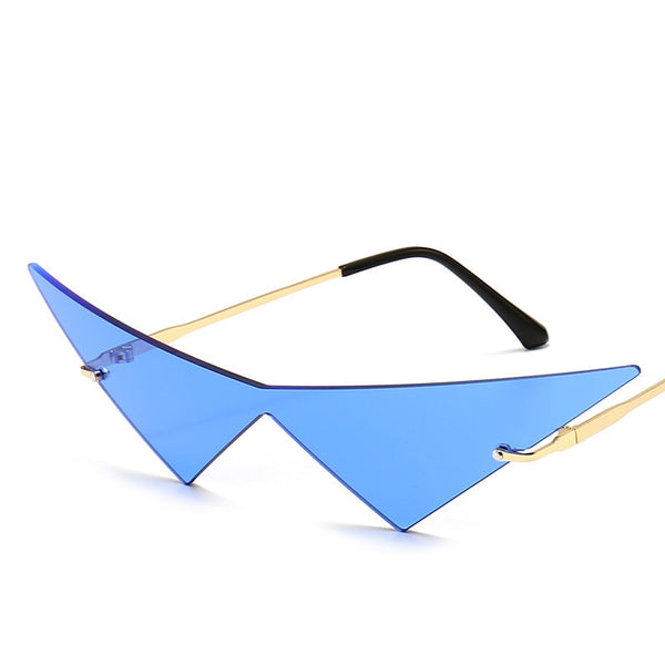 Cat Eye Rimless Triangle Sunglasses with UV400 Protection