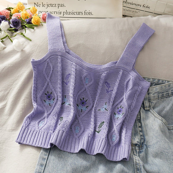 Floral Embroidered Vintage Tank Top