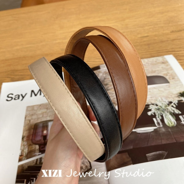 Vintage PU Leather Hair Hoop for Women - Fashion Headband Accessory